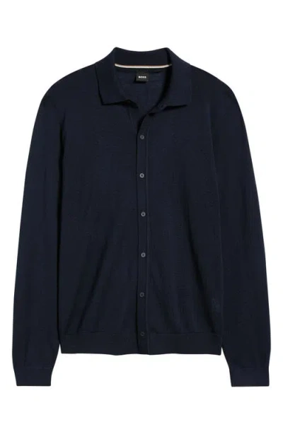Hugo Boss Boss Helbert Wool Cardigan In Blue