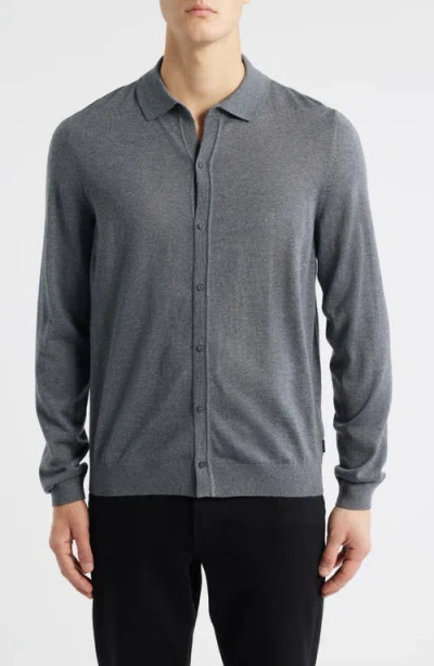 Hugo Boss Boss Helbert Wool Cardigan In Gray