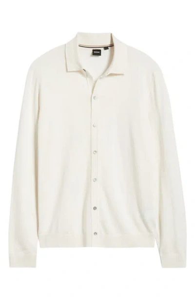 Hugo Boss Boss Helbert Wool Cardigan In White
