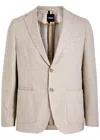 Hugo Boss Regular-fit Jacket In A Herringbone Stretch-cotton Blend In Ecru