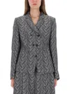 Hugo Boss Womens Open Miscellaneous Double-breasted Herringbone Cotton-blend Blazer In Gray
