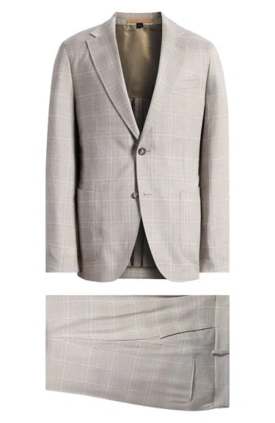 Hugo Boss Boss Heston Glen Plaid Wool Suit In Open Grey Green