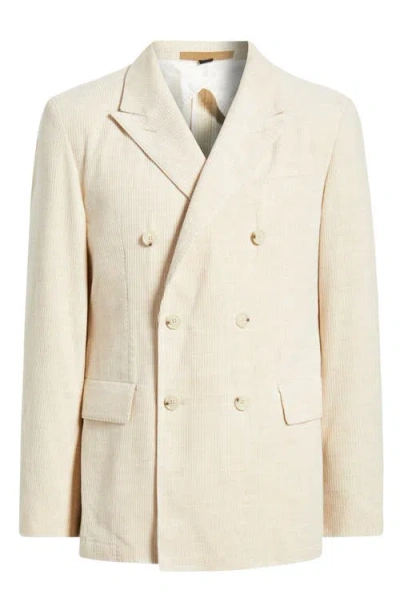 Hugo Boss Boss Heston Slim Fit Double Breasted Ribbed Cotton & Alpaca Sport Coat In Neutral