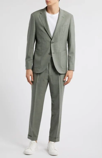 Hugo Boss Boss Heston Slim Fit Green Mélange Wool Suit In Medium Green