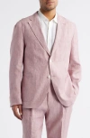 Hugo Boss Boss Heston Soft Linen Sport Coat In Dark Pink