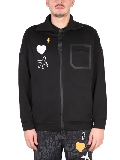 Hugo Boss Boss High Neck Zipper Sweatshirt For Men In Black