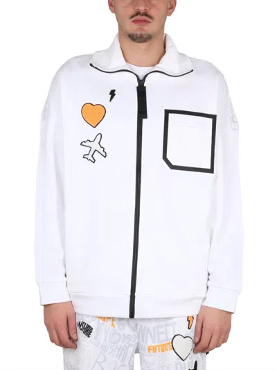 Hugo Boss Boss High Neck Zip-up Sweatshirt For Men In White