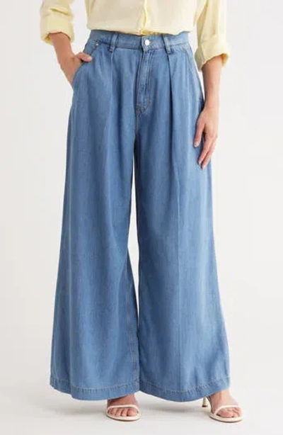 Hugo Boss Boss High Waist Wide Leg Jeans In Blue