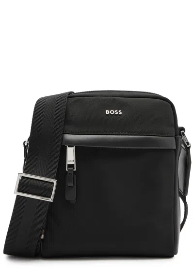 Hugo Boss Boss Highway Canvas Cross-body Bag In Black