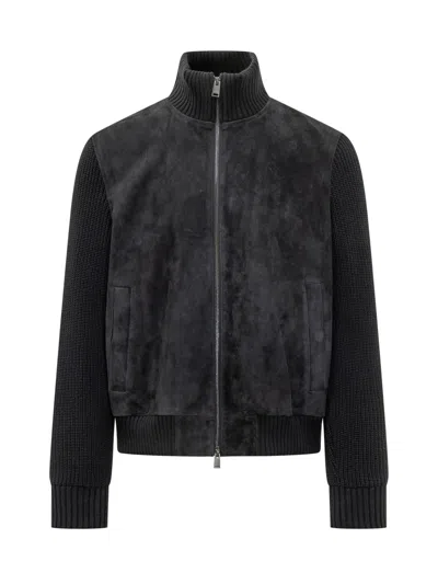Hugo Boss Boss H-meter Leather Jacket In Black