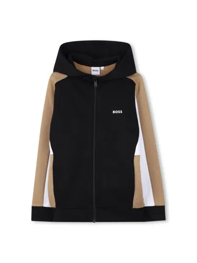 Hugo Boss Boss Hooded Cardigan In Brown