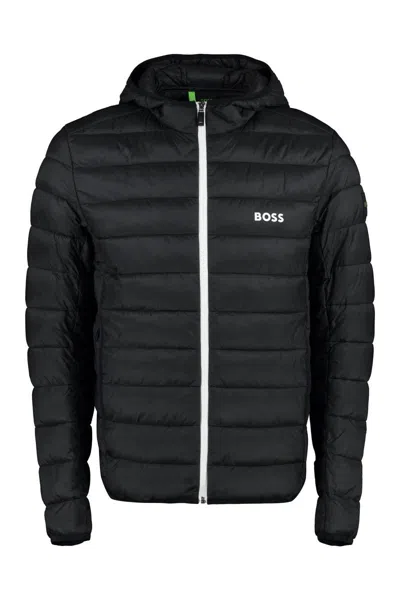 Hugo Boss Logo-print Padded-design Jacket In Black