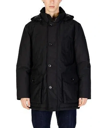 Pre-owned Hugo Boss Boss Hooded Long Sleeve Button-up Jacket With Front Pockets - Jackets - Black