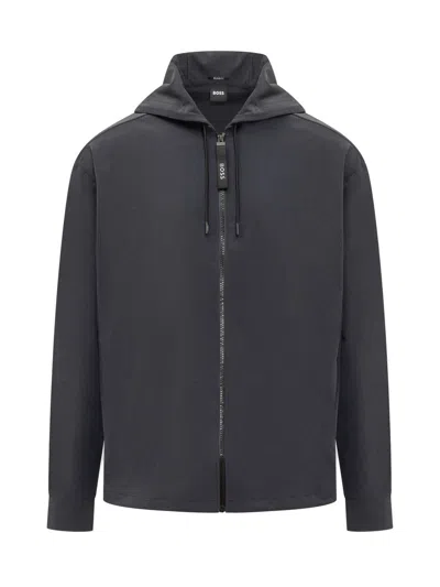 Hugo Boss Boss Hooded Shirt In Blue
