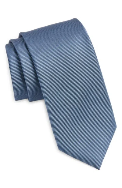 Hugo Boss Boss Horizontal Stripe Silk Blend Tie In Open Blue