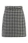 Hugo Boss Womens Open Miscellaneous Houndstooth-pattern High-waist Woven Mini Skirt In White
