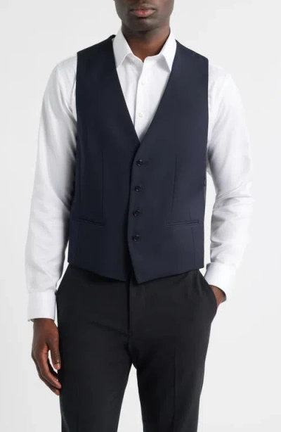 Hugo Boss Boss Houston Slim Fit Dark Navy Virgin Wool Suit Vest In Blue