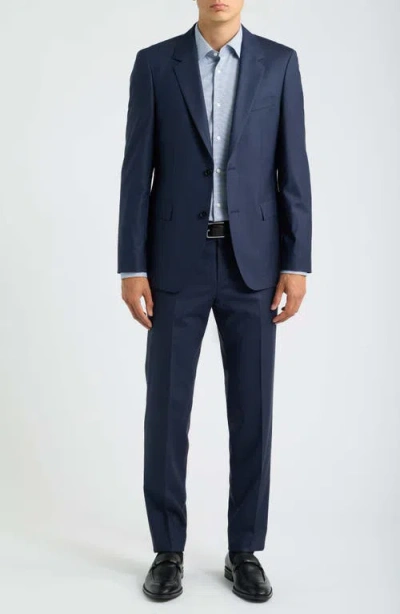 Hugo Boss Boss Houston Slim Fit Navy Stretch Wool Blend Suit In Blue