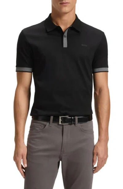 Hugo Boss Boss H-phillipson Wool Polo In Blk