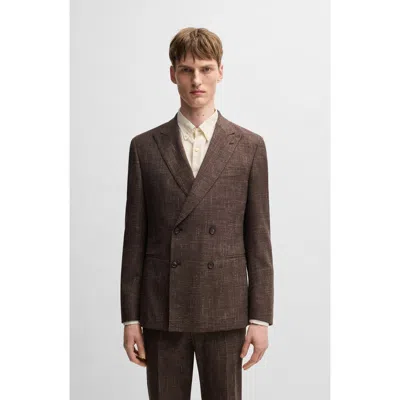 Hugo Boss Boss Huge Cotton & Virgin Wool Blend Suit In Brown