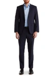 Hugo Boss Huge Genius Dark Blue Solid Two Button Notch Lapel Wool Suit In Dark Blue
