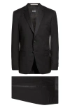 Hugo Boss Boss Huge Slim Fit Black Wool Tuxedo In Black