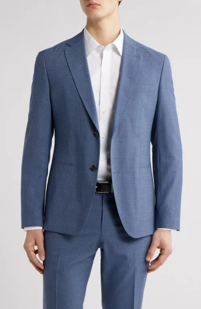 Hugo Boss Boss Huge Slim Fit Houndstooth Microcheck Sport Coat In Medium Blue