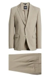 Hugo Boss Boss Huge Slim Fit Mélange Stretch Wool Suit In Light Beige