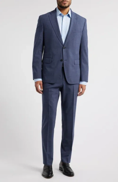 Hugo Boss Boss Huge Slim Fit Mélange Stretch Wool Suit In Medium Blue