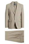 Hugo Boss Boss Huge Slim Fit Mélange Stretch Wool Suit In Sand