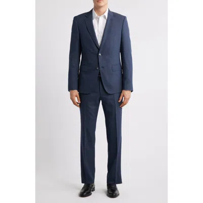 Hugo Boss Boss Huge Slim Fit Textured Suit In Dark Blue