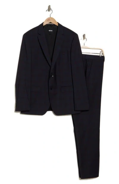 Hugo Boss Boss Huge Virgin Wool Suit In Burgundy