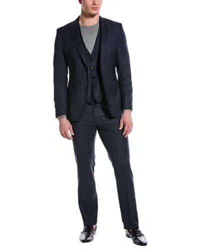 Pre-owned Hugo Boss Boss  3pc Slim Fit Wool Suit Men's In Blue
