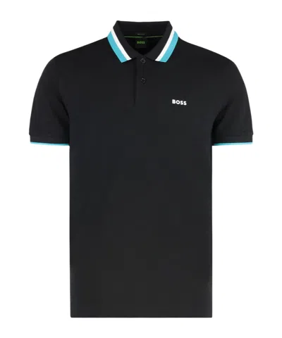 Hugo Boss Boss  Contrast Striped Paddy Active Polo Shirt In Black