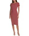 Hugo Boss Slit-front Business Dress With Gathered Details In Dark Red