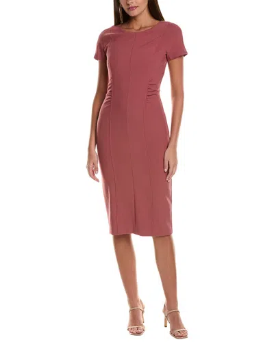 Hugo Boss Slit-front Business Dress With Gathered Details In Dark Red