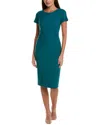 Hugo Boss Slit-front Business Dress With Gathered Details In Blue