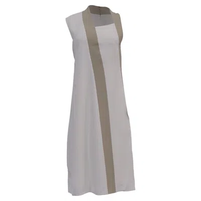 Pre-owned Hugo Boss Boss  Danelava Dress In White Acetate In Gray
