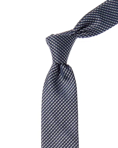 Hugo Boss Boss  Dark Blue Silk-blend Tie In Gray