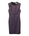 Hugo Boss Boss  Difana Piped Sheath Dress In Purple Polyester In Purple