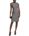 Hugo Boss Cap Sleeve Wool Sheath Dress In Gray