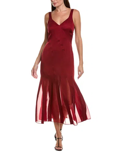 Hugo Boss Boss  Donabelli Midi Dress In Burgundy