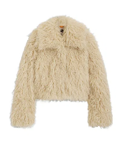 Hugo Boss Boss  Faux Fur Cropped Jacket In Neutral