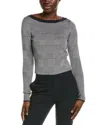 Hugo Boss Wide-neck Sweater In Stretch Jacquard In Gray