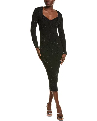 Hugo Boss Long-sleeved Knitted Dress With Sequin Embellishments In Black