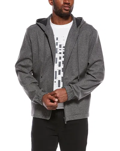 Hugo Boss Boss  Hanry Hooded Wool-blend Jacket In Gray