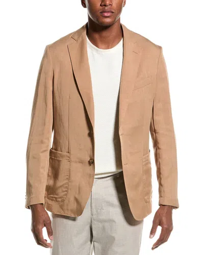Hugo Boss Boss  Hanry Linen-blend Blazer In Beige