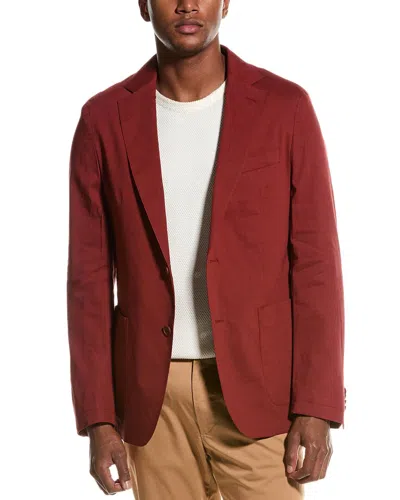 Hugo Boss Boss  Hanry Slim Fit Linen-blend Blazer In Red