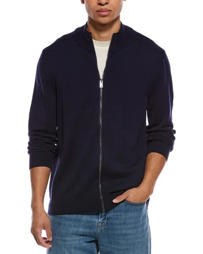 Hugo Boss Boss  Hopedro Wool-blend Zip Jacket In Blue