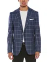 Hugo Boss Boss Hutson Check Virgin Wool Blend Sport Coat In Blue